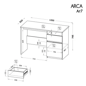Biurko z szufladą 120 cm Arca 07 Dąb Wotan/Biały