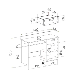 Biurko dla dziecka Lorento 10 Biały/Dąb Nash