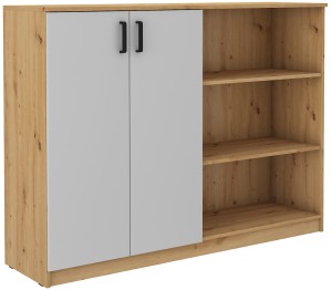 Komoda biurowa z półkami Malta 830 2D Szary/Dąb Artisan