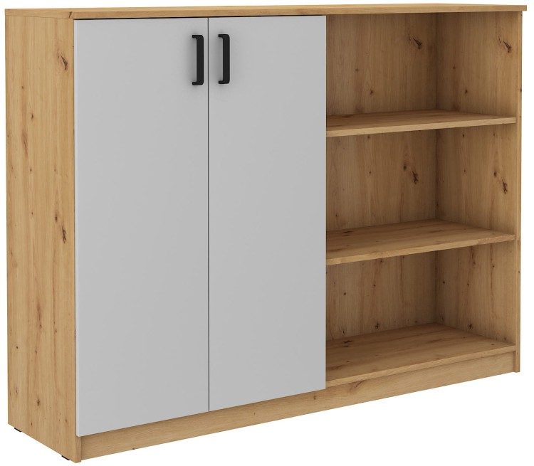 Komoda biurowa z półkami Malta 830 2D Szary/Dąb Artisan