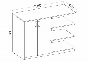 Komoda biurowa z półkami Malta 830 2D Szary/Dąb Artisan