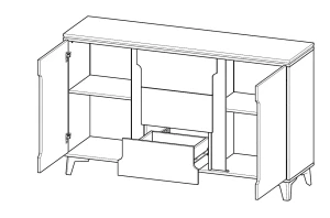 Komoda 150 cm z szufladami Gappa 06 Grafit/Jesion