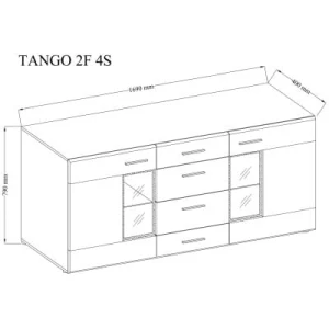 Komoda z 4 szufladami Tango SRC20 2D 4S San Remo Ciemne