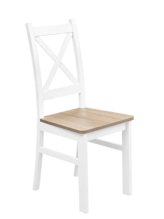 Krzesło krzyżak Biały/Dąb Sonoma