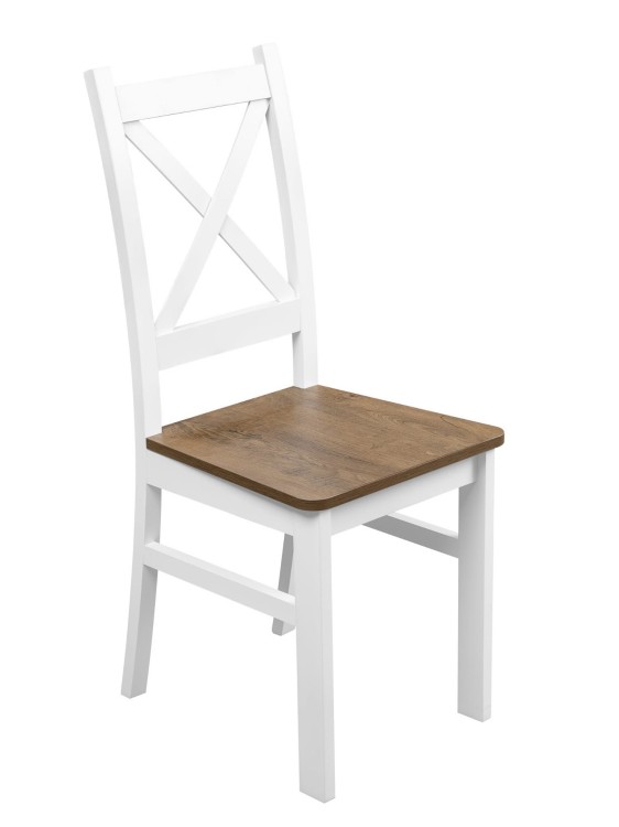 Krzesło krzyżak Biały/Dąb Lefkas