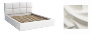 Łóżko dwuosobowe 140x200 z pojemnikiem - Alaska Białe Eko skóra