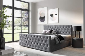 Łóżko kontynentalne Nadia + Front 140x200 Szare