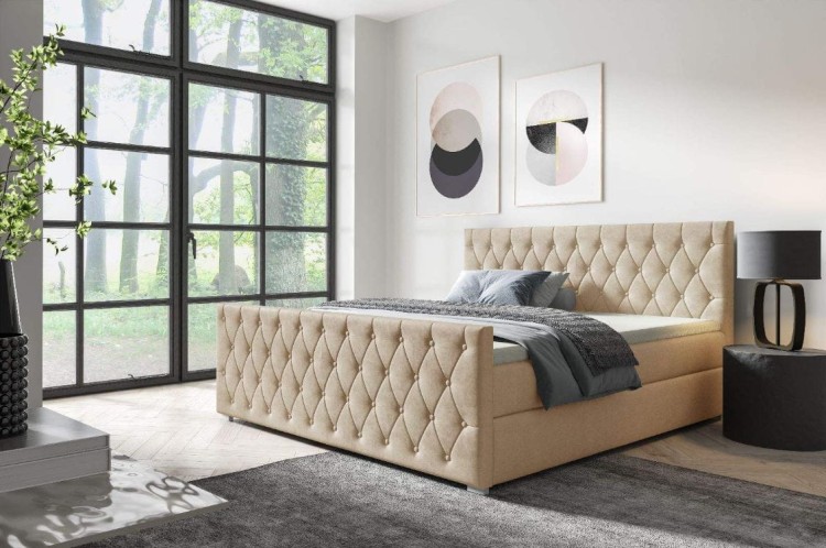 Łóżko kontynentalne Nadia + Front 160x200 Beżowe