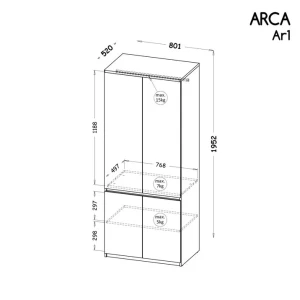 Szafa 80 cm  Arca 01 Dąb Wotan/Biały