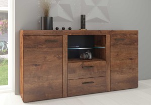 Komoda z 2 szufladami Rumba DL20 2D 2S Dąb Lefkas + LED