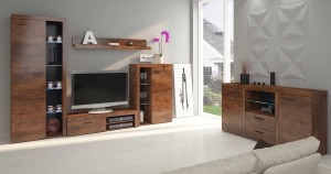 Meblościanka Rumba DL01 z komodą DL20 2D 2S Dąb Lefkas + LED