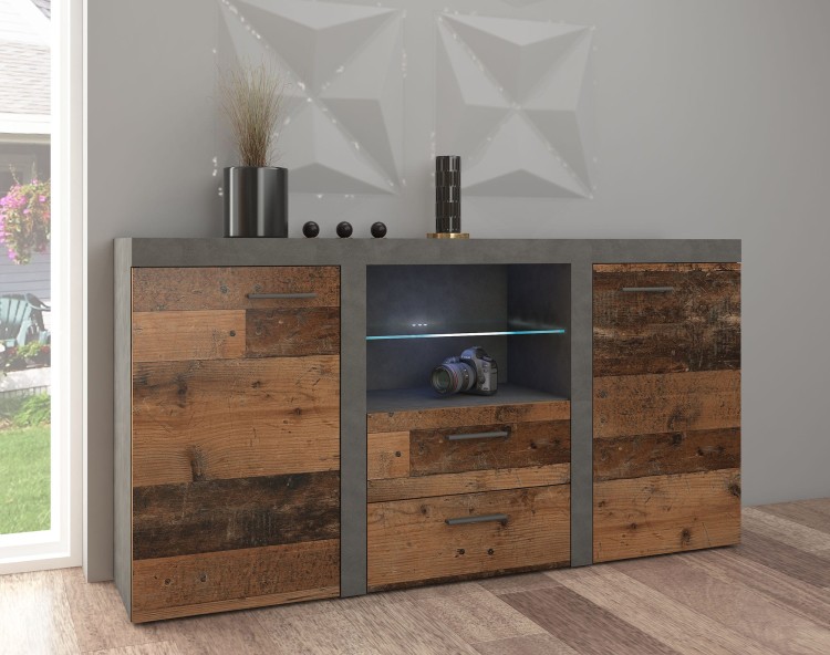 Komoda z 2 szufladami Rumba OLDMAT20 2D 2S Old Style/Matera + LED