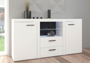Meblościanka Rumba WH01 z komodą WH20 2D 2S Biały + LED
