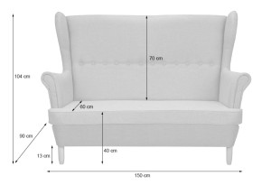 Zestaw wypoczynkowy uszak sofa + 2x fotel Grafit