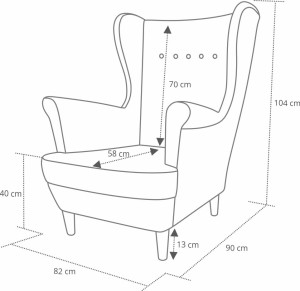 Zestaw wypoczynkowy uszak sofa + 2x fotel Grafit