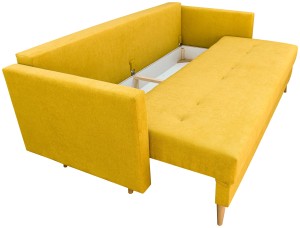 Komplet wypoczynkowy skandynawski sofa + 2 fotele z podnóżkami Żółty