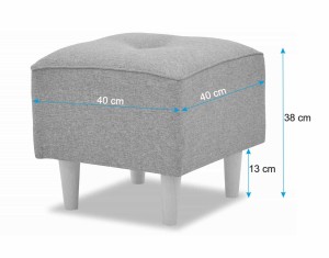 Komplet wypoczynkowy skandynawski sofa + 2 fotele z podnóżkami Żółty