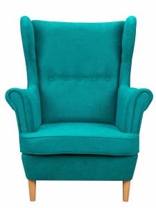 Komplet wypoczynkowy skandynawski sofa + 2 fotele z podnóżkami Turkusowy