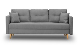 Komplet wypoczynkowy skandynawski sofa + 2 fotele z podnóżkami Szary