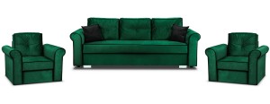 Zestaw wypoczynkowy Merida Sofa + 2 Fotele Ciemny Zielony