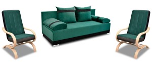 Zestaw wypoczynkowy sofa Orlean PLUS + 2 fotele Girona Ciemny Zielony