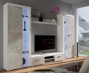 Meblościanka Rumba XL BJ01 Jasny Beton + LED