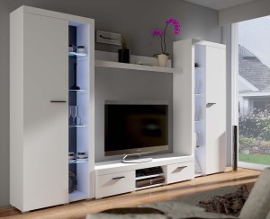 Meblościanka Rumba XL WH01 Biały + LED