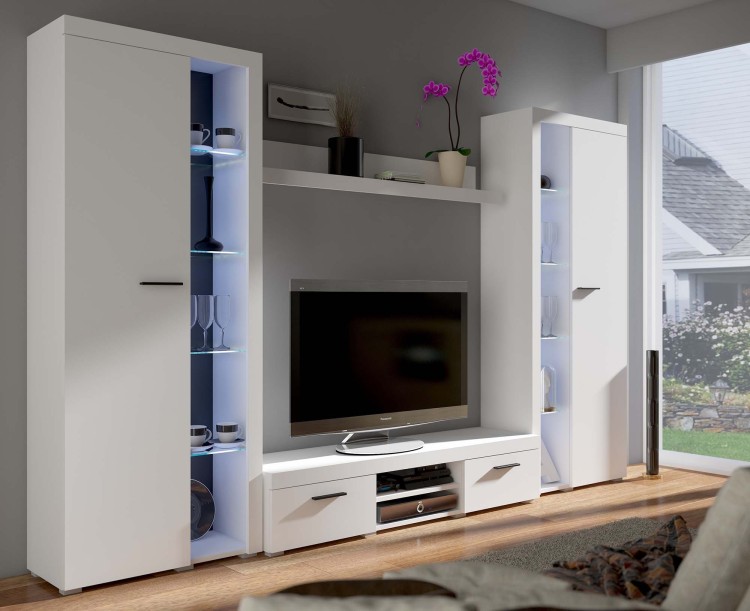 Meblościanka Rumba XL WH01 Biały + LED