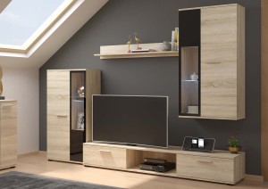 Meblościanka Salsa SO01 Dąb Sonoma + LED