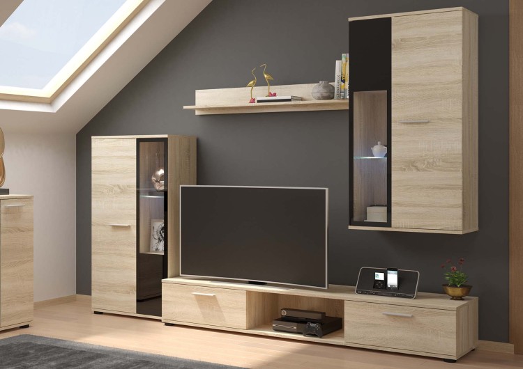 Meblościanka Salsa SO01 Dąb Sonoma + LED