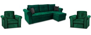 Zestaw wypoczynkowy Narożnik Trevor + 2x Fotel Ciemny Zielony