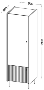 Szafa 59 cm Prestigo P2 2D Czarny/Orzech/San Sebastian