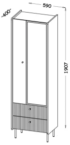 Witryna przeszklona z szufladami Prestigo P3 1D1W2S Czarny/Orzech/San Sebastian