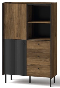Regał z 3 szufladami Prestigo P4 2D3S Czarny/Orzech/San Sebastian