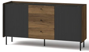 Komoda 150 cm z szufladami Prestigo P5 2D3S Czarny/Orzech/San Sebastian