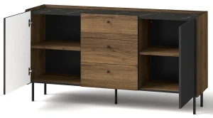 Komoda 150 cm z szufladami Prestigo P5 2D3S Czarny/Orzech/San Sebastian