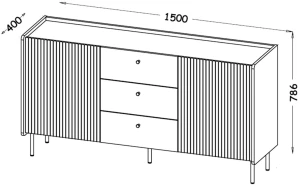 Komoda 150 cm z szufladami Prestigo P5 2D3S Czarny/Orzech/San Sebastian