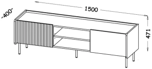 Szafka RTV 150 cm Prestigo P7 2D Czarny/Orzech/San Sebastian