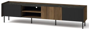 Szafka RTV 200 cm Prestigo P8 3D Czarny/Orzech/San Sebastian