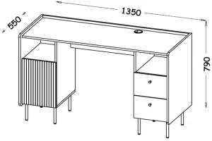 Biurko 135 cm Prestigo P9 Czarny/Orzech/San Sebastian