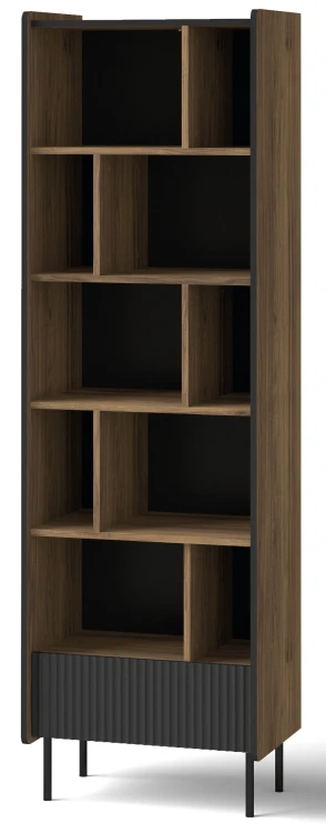 Regał otwarty Prestigo P10 1S Czarny/Orzech/San Sebastian