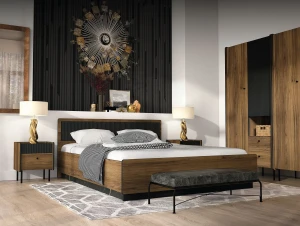 Szafka nocna Prestigo P12 Czarny/Orzech/San Sebastian