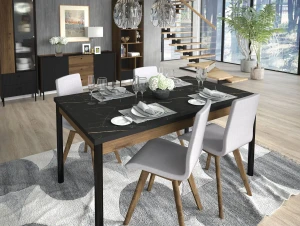 Stół rozkładany Prestigo P14 160/240x90 Czarny/Orzech/San Sebastian