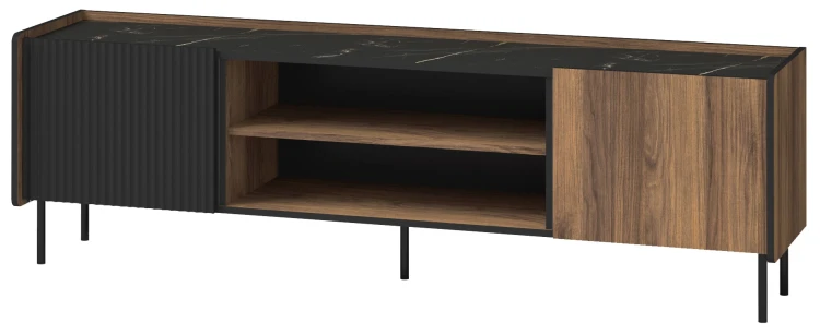 Komoda RTV 180 cm Prestigo P17 Czarny/Orzech/San Sebastian
