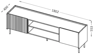 Komoda RTV 180 cm Prestigo P17 Czarny/Orzech/San Sebastian