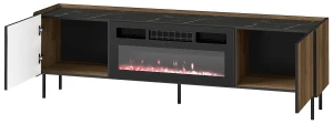 Komoda RTV 180 cm z kominkiem Prestigo P17 Czarny/Orzech/San Sebastian