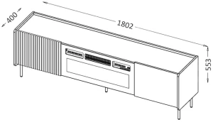 Komoda RTV 180 cm z kominkiem Prestigo P17 Czarny/Orzech/San Sebastian
