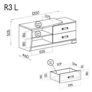 Szafka RTV z szufladami lewa Romero R3L 2S Dąb Canyon/Arusha