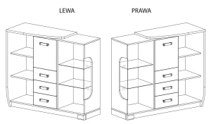 Komoda z witryną prawa Romero R7P 1D1W3S1B + LED Dąb Canyon/Arusha