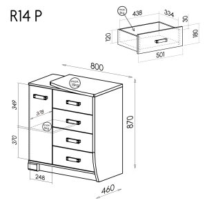 Komoda z szufladami prawa Romero R14P Dąb Canyon/Arusha